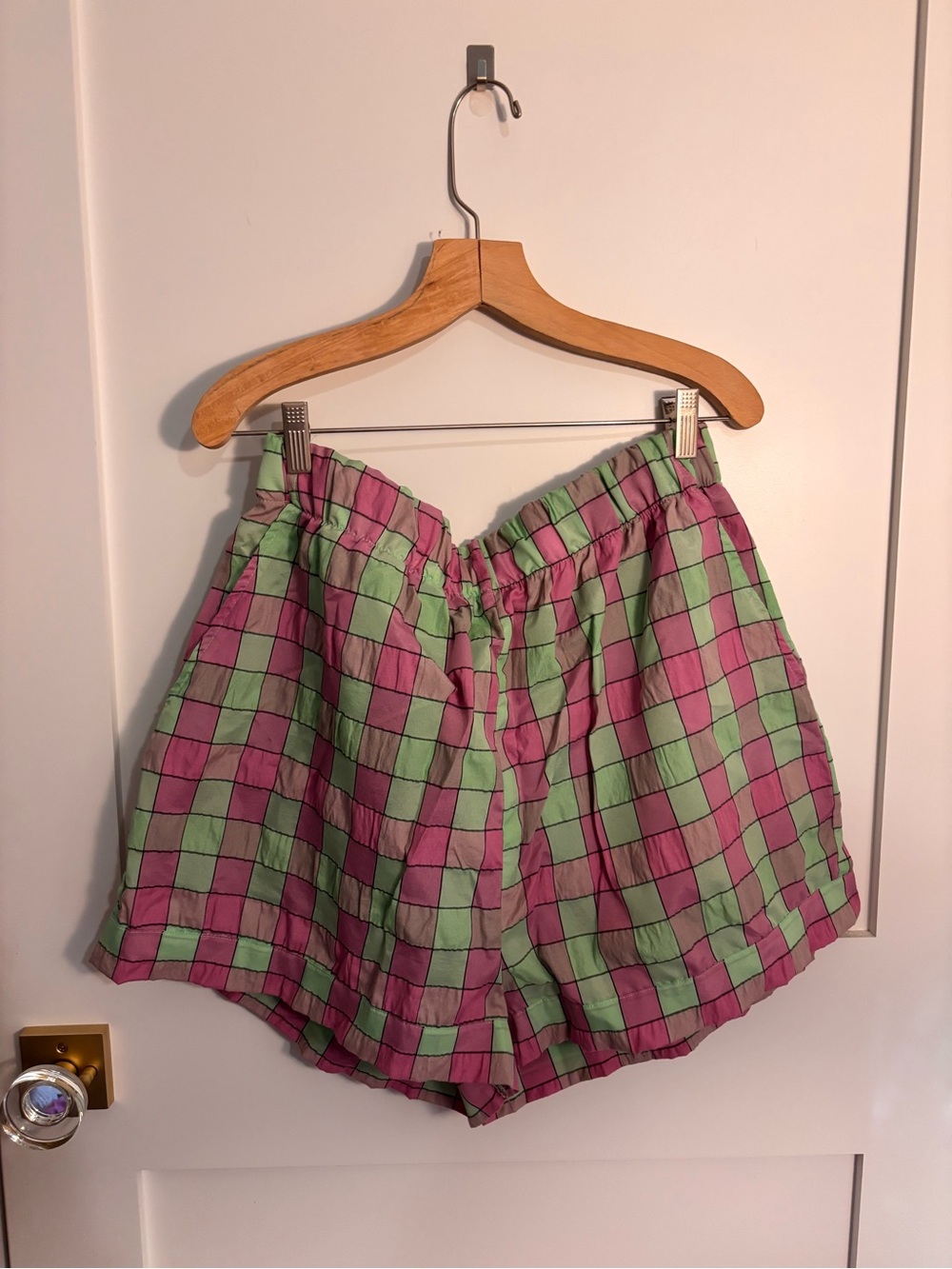 Free People Pink & Green Checkered Tie-Back Matching Set - Picture 3 of 4